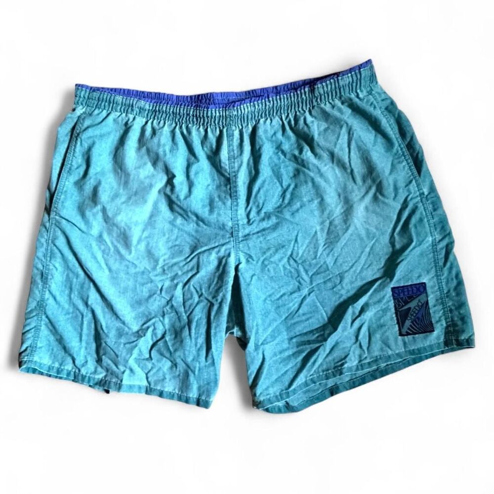 Speedo Men's Blue and Green Swim-briefs-shorts
